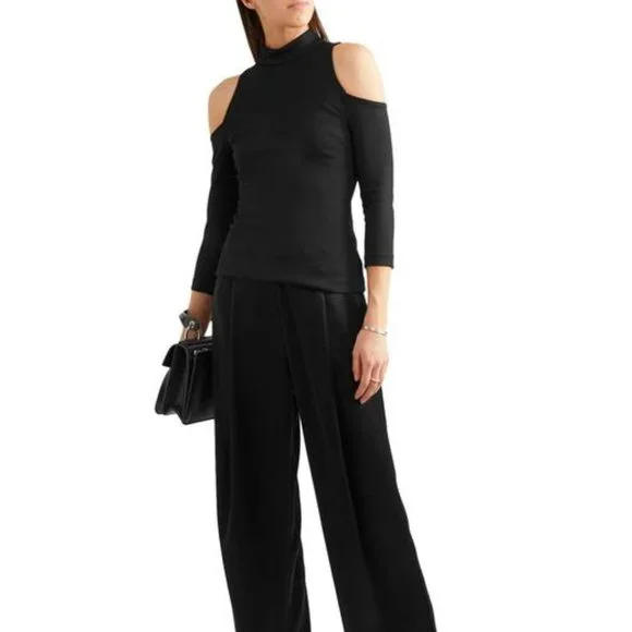 L’AGENCE Sasha Ponte Cold Shoulder Top Black Size Small NWT